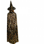 Halloweeni mantel Witch Wizard Pumpkin Mantel Lastele T&auml;iskasvanute Kuldne Pronksmantel 80cm must