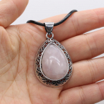Looduslikust kivist ripats Kaelakee Roosa Kvarts Amet&uuml;st T&uuml;rkiis Malahhiit Ahhaat Lapis Lasuli Opaal Choker Nahast K&ouml;iekett Kaelakeed Naistele Ehted 27x40mm