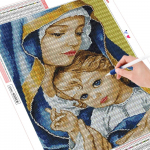 HUACAN Full Drill Teemantmaal Religioosne Madonna Baby Rhinestone Kit Teemanttikandid Religioosne K&auml;sit&ouml;&ouml; Sisustus Koduks Full Square 20*30 cm