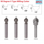Ruuteri bitid Garden Home 1/4 tolli vars 4tk 90 kraadi CNC