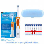 Oral B Dual Clean p&ouml;&ouml;rleva vibratsiooniga elektrilise hambaharjaga laetav Oral B hambahari 8 harjapeaga + hoiukarp