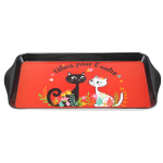 Les Tr&eacute;sors De Lily [R6789] - Melamiinist koogialus 'Cats' punane must - 30x15 cm (Kassid &uuml;ksteise jaoks) punane
