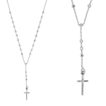 Les Tr&eacute;sors De Lily [R4957] &ndash; k&auml;sit&ouml;&ouml;na valminud h&otilde;bedane 'Cross' h&otilde;bedane kaelakee (roodiumiga kaetud) - 60x8mm h&otilde;be