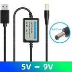 Fonken USB laadimiskaabel Power Boost Adapter DC 5V kuni 9V/12V 1A pingemuundur Step Up 2,1x5,5mm juhe s&uuml;learvuti laadimiseks 5V to 9V must