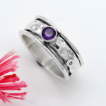 Spinner Band Ring Solid 925 Sterling Silver Jewelry Statement K&auml;sitsi valmistatud s&otilde;rmus Ioliit kalliskivist s&otilde;rmus 6