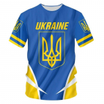 Ukraina Meeste T-s&auml;rgid Ukraina lipuga s&auml;rk 3D-tr&uuml;kiga O-kaelusega Suured l&uuml;hikesed varrukad Jersey Mood Meester&otilde;ivad T&auml;navar&otilde;ivad XL