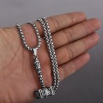 Viking Odini haamer Valknut Rune Ripats Meeste Mood Retro 316L Roostevabast terasest ripats Kaelakee Kingitus Ehted Hulgim&uuml;&uuml;k 60cm