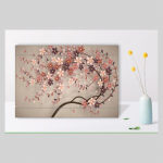 Seinakleebised Abstraktsed 3D valged lilled, v&auml;rvilised puuliblikad, isekleepuvad taustapildid, kunst roosad lillelised plakatid, tr&uuml;kised elutoa kaunistamiseks 30cm x 20cm