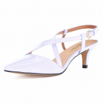 NaisedSandaalid 5 cm madalad kontsad, terava varbaga rihm, pannal Seksikad sandaalid Slingback Pumps K&otilde;rged kontsad peokleitide kingad 35 valge