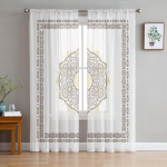 Sinine Maroko Lill Metslill Valge t&uuml;ll l&auml;bipaistvate kardinatega elutuppa Magamistoa K&ouml;&ouml;gi aknahooldus Sifoonkardin 1 PCS W100XH250cm
