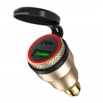 Alumiiniumist DIN Hella pistik 30W 5A toiteallika mootorratta topelt-USB laadija QC3.0 toiteadapter Veekindel 12V-24V BMW Ducati jne Hella DIN-pesa jaoks 5.8x2.8x2.8cm