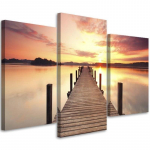 Kolmeosalise pildiga l&otilde;uenditr&uuml;kk Footbridge Lake Sunset 60x40 roosa