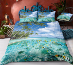 3D Ocean Print voodipesu, &uuml;he kaheinimesevoodi t&auml;issuuruses padjap&uuml;&uuml;r ja tekikate 2 v&otilde;i 3 maastikumustriga pestav ja mugav kodukaunistus AU Single 140x210cm