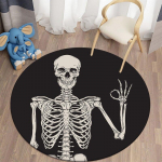 Schedel Ronde Tapijt Voor Woonkamer Halloween Tapijt Slaapkamer Deurmat Karpetten Mat Voor Lasteaed Halloweeni kaunistused Voor Huis Diameter 60cm