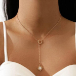 Uus mood Trendikas ehted Rhinestone Star ripats Charm Y Lariat kaelakee kingitus naiste t&uuml;drukule X01
