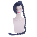 Naiste Anime 130CM Pikad Parukad M&auml;ng K&auml;&auml;rid Seitse Tume Sinine Pikk Punumine Cosplay Parukas S&uuml;nteetiline Juus Halloweeni Kost&uuml;&uuml;mipeo Parukad T&auml;iskasvanu 130CM tumesinine v&auml;rv