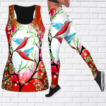 Red Flower Birdie Print joogariietus naistele Mood Treening Retuusid Fitness Sport Vabaaja joogap&uuml;ksid XS