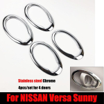 Car Styling accessories Chrome interior Door Handle Cover Interior Decorative sticker For NISSAN Versa Latio Sunny Steel Chrome