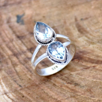 Sinine topaasiga s&otilde;rmus, 925 sterlingh&otilde;be, k&auml;sit&ouml;&ouml;na valmistatud s&otilde;rmus, disainer-s&otilde;rmus, pilkup&uuml;&uuml;dev s&otilde;rmus, boheemlaslik s&otilde;rmus, pulmakink 12