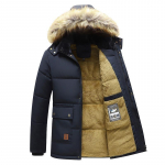 2023. aasta uued meeste talveparka fliisvoodriga paks soe kapuutsiga karusnahast krae mantel, meeste suurus 5XL pl&uuml;&uuml;s jope S&uuml;gisene t&ouml;&ouml;, &uuml;ler&otilde;ivaste must (40-50kg) M tumesinine v&auml;rv