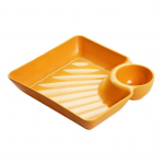 Virnastatav jaotatud taldrik dipikastmega Siledad servad Mittenakkuvad, kergesti puhastatavad sushisalati pelmeenid kollane