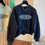 Vaba vabaaja kirjatr&uuml;kiga pullover naiste k&otilde;rge v&ouml;&ouml;kohaga l&uuml;hike moodne topp S must