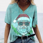 Naiste uusaasta T-s&auml;rgid J&otilde;ulup&otilde;der Graafiline T-s&auml;rk Cartoon Harajuku V-kaelusega Topid 5xl 2022 Mood Suured Naljakad Riided XL