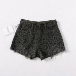 FGHJ Leopard Shorts Teksad Laiad aukudega p&uuml;ksid XS leopardimustriline v&auml;rv