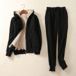 Naiste talvine soe &uuml;likond, 2-osaline spordidress, naiste pikkade varrukatega, paksu kapuutsiga kampsunid ka&scaron;miirist spordi&uuml;likonnad naiste riided S must