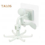 1 komplekt Rippkonks Seinale kinnitatav p&ouml;&ouml;rlev riidepuu konks 6 konksuga Punch Free Isekleepuv hoiukonks k&ouml;&ouml;gi-vannitoa jaoks valge