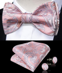 Meeste siidist kikilips, sinine reguleeritav isekikilips Paisley lilleline Hanky ​​mansetin&ouml;&ouml;pide komplekt LH-3083