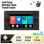 Android autoraadio multimeediumipleier Stereo 2 DIN For Ford Focus 2007 Mondeo S-max C MAX Kuga Galaxy Fiesta Transit Fusion Navi BT GPS Wifi 1+32GB must