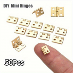 50 tk Pisike mini v&auml;ike metallist hinge 1/12 maja jaoks miniatuurse kapi m&ouml;&ouml;bli liitmikud kappide jaoks 10 x 8 mm koduriistvara 50pcs kuldne