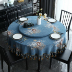 Luksuslik traditsiooniline &uuml;mmargune laudlina lauakate S&ouml;&ouml;gikohv Pehme Jacquard Lilled Tutid Kodukaunistus Sinine Turntable-70cm