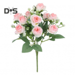 Kunstlik roosilillede kimp roheliste lehtede varrega Realistlik korduvkasutatav kunstlilletaim Kodukaunistuse pulmapeo foto roosa