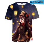 Game Genshin Impact Hu Tao tr&uuml;kitud moodsad trendikad 3D T-s&auml;rgid poistele/t&uuml;drukutele Naistele meestele vabaaja lahedad l&uuml;hikeste varrukatega triiks&auml;rgid XS