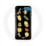 &Uuml;mbris Samsung Galaxy S4 Simpsonite kleebiste mustal taustal