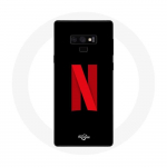 &Uuml;mbris Samsung Galaxy Note 9 Netflixi logo jaoks punasel mustal taustal