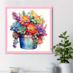 DIY Teemantmaal V&auml;rvilised sukulendid Ristpistekomplekt Mosaiikkunst Teemantmaal T&auml;isringi/ruudukujuline teemantv&auml;rvimine Kodukaunistus Round 25x25cm