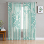 Geomeetriline tekstuur korduv muster magamistuba l&auml;bipaistvad &otilde;hukesed kardinad p&uuml;hade dekoratsioon akna voil t&uuml;llkardin 135W x 114H(cm)