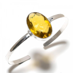 Natural Citrine Gemstone 925 Sterling Silver Cuff Bangle Adjustable b5a30