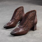 Johnature Sandaalid Ehtsast nahast hingavast &otilde;&otilde;nsad saapad Retro tipuga k&otilde;rge kontsaga naistejalatsid 35