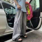 Y2k roosad laiad langevarjup&uuml;ksid naiste &uuml;lisuured vabaaja jooksjad Harajuku mood Korea t&auml;navar&otilde;ivad kottis spordip&uuml;ksid M sinine