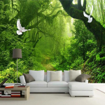 3D Tapeet Roheline Mets Seinamaaling Suur Puu Seinamaaling Elutuba Magamistuba Moodsad Seinamaalingud 200 cm(W) x 140 cm(H)