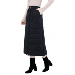 Naiste talvine seelik Paks polsterdatud k&otilde;rge v&ouml;&ouml;kohaga t&otilde;mblukk, &uuml;hev&auml;rvilised taskud, pehmed tuulekindlad k&uuml;lmakindlad pahkluu pikkused daami seelik Maxi seelik L veinipunane v&auml;rv