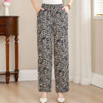 Suvised elegantsed k&otilde;rge v&ouml;&ouml;kohaga p&uuml;ksid naistele Plus Size Vintage Print Elastsed v&ouml;&ouml;kohaga sirged p&uuml;ksid Suveriided XL