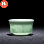 Keraamiline k&auml;sitsi nikerdatud Lotus Dragon teetass Jingdezhen Celadon Master teetassid 100 ml