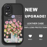 &Otilde;huke naha tunne Cartoon Lilled Pehme silikoonist PU-nahast kaanega telefoni&uuml;mbris iPhone'ile Samsung Huawei Honor Xiaomi Redmi OPPO Realme Vivo Vivo Y91C/Y1S must