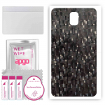 apgo Protective Skin Sticker for the back compatible with Samsung Galaxy Note 3, Wrap Film, Foil, Vinyl - Pattern Carbon Black Pixel