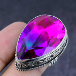Natural Bi-Color Tourmaline Gemstone Handmade 925 Steling Silver Ring S.9 h0z93